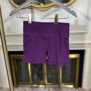 Kiava XS Purple Pocket Bike Shorts 2.5” Inseam Grip Hem Athletic Running Yoga